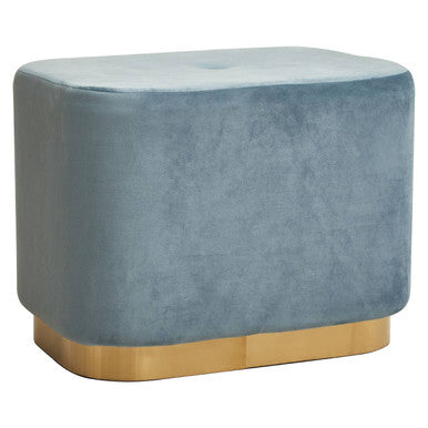 Hartford Blue Velvet Rectangular Pouffe
