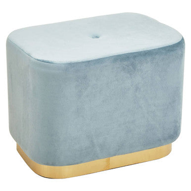Hartford Blue Velvet Rectangular Pouffe