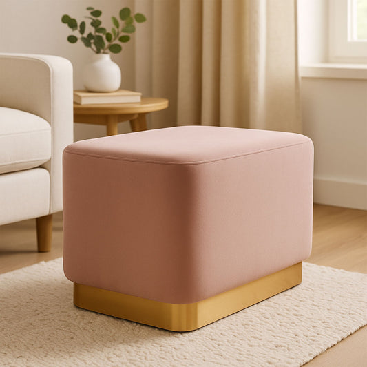 Hartford Dusky Pink Velvet Rectangular Pouffe