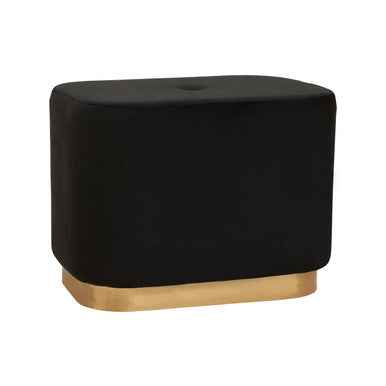 Hartford Black Velvet Rectangular Pouffe