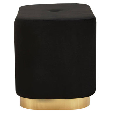 Hartford Black Velvet Rectangular Pouffe