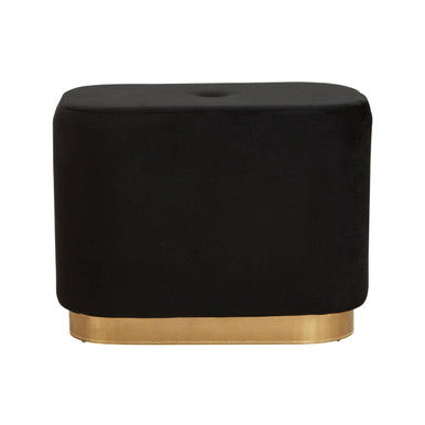 Hartford Black Velvet Rectangular Pouffe