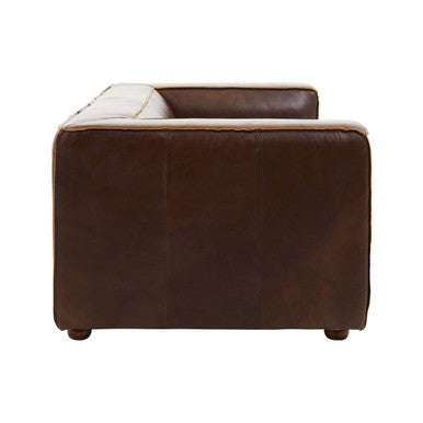 King Antique Brown Leather 2 Seater Sofa