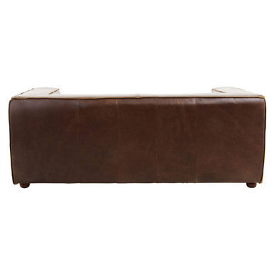 King Antique Brown Leather 2 Seater Sofa