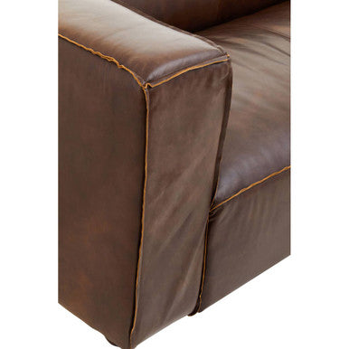 King Antique Brown Leather 2 Seater Sofa