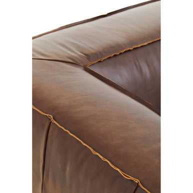 King Antique Brown Leather 2 Seater Sofa