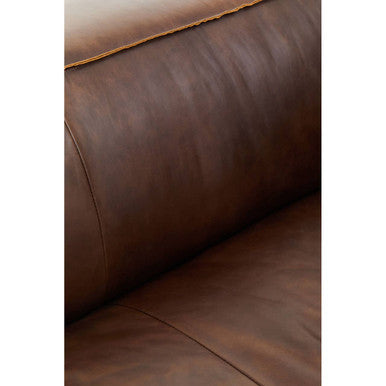 King Antique Brown Leather 2 Seater Sofa