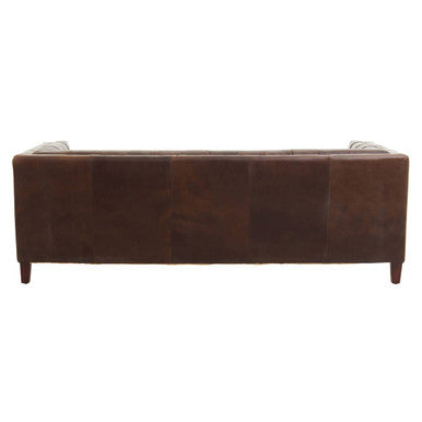 King Dark Brown Leather Button Tufted 3 Seater Modern Chesterfield Sofa