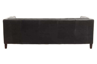 King Black Leather 3 Seater Modern Chesterfield Sofa