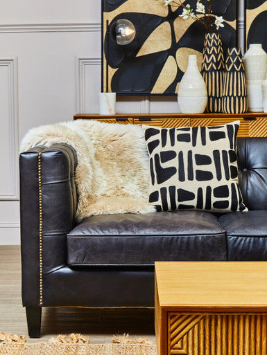 King Black Leather 3 Seater Modern Chesterfield Sofa
