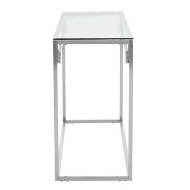 Allure Silver Finish Console Table with Tempered Glass Top