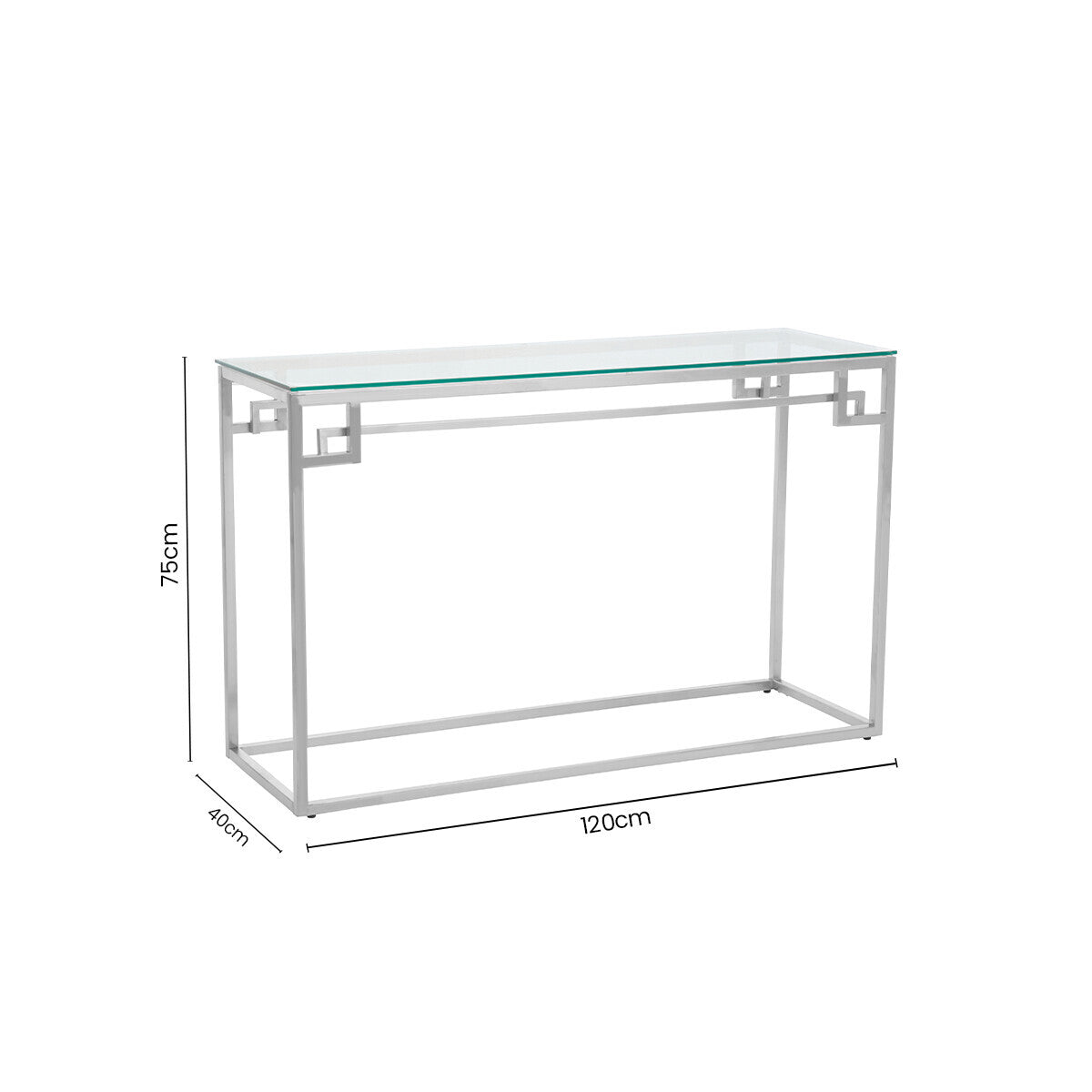 Allure Silver Finish Console Table with Tempered Glass Top
