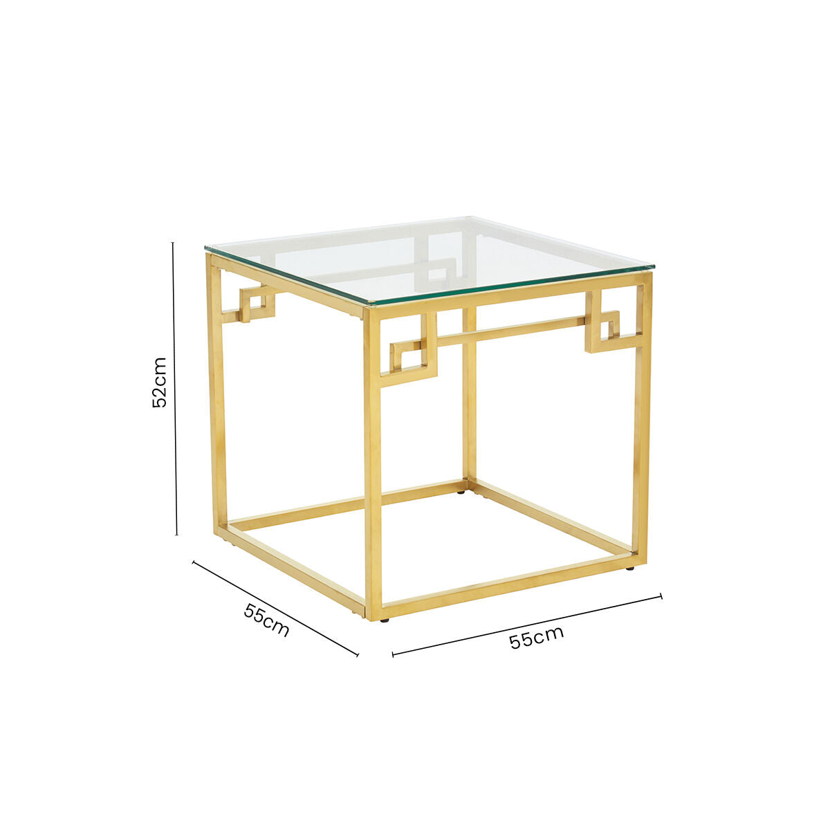 Allure Gold Finish Side Table with Tempered Glass Top