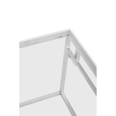 Allure Silver Finish Side Table with Tempered Glass Top