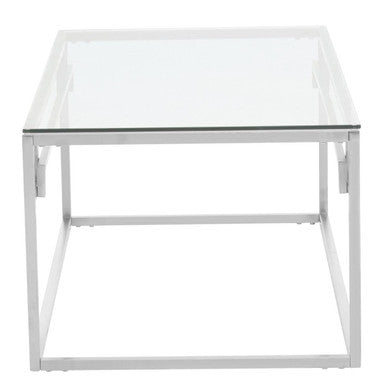 Allure Silver Finish Coffee Table with Tempered Glass Top