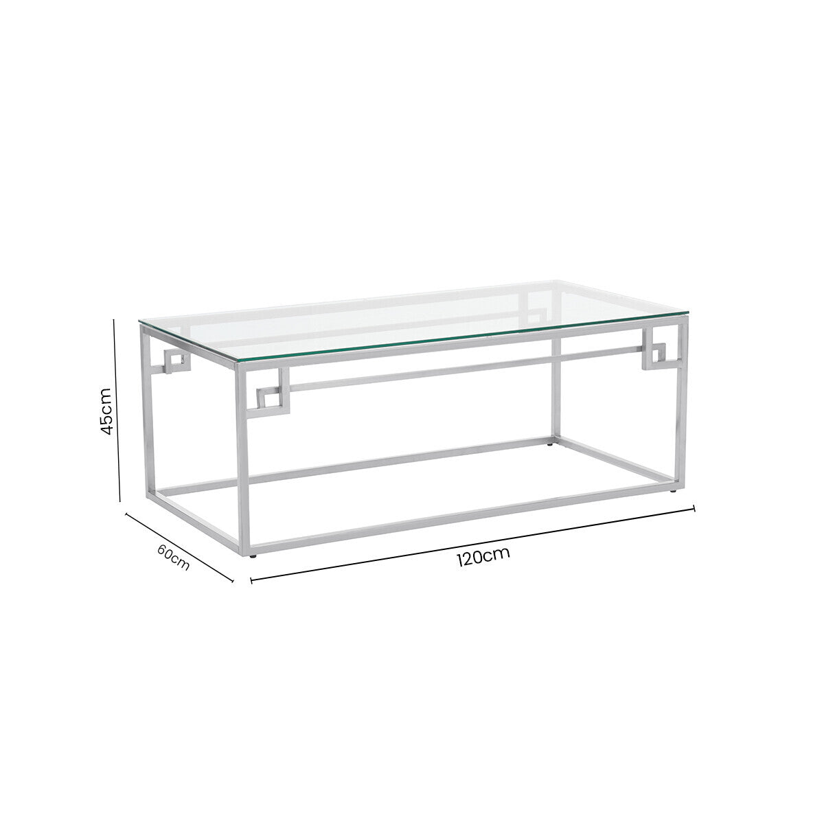 Allure Silver Finish Coffee Table with Tempered Glass Top