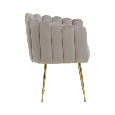 Bari Mink Velvet Scalloped Dining Chair with Gold Finish Legs