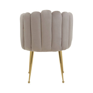 Bari Mink Velvet Scalloped Dining Chair with Gold Finish Legs