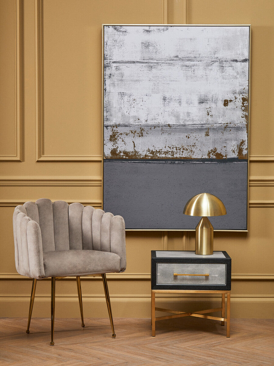 Bari Mink Velvet Scalloped Dining Chair with Gold Finish Legs