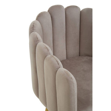 Bari Mink Velvet Scalloped Dining Chair with Gold Finish Legs