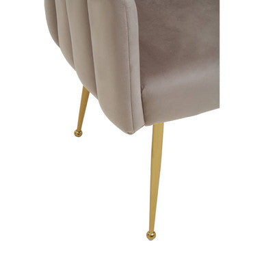 Bari Mink Velvet Scalloped Dining Chair with Gold Finish Legs