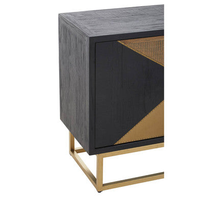 Siena Natural and Black Oak Wood 3 Door Sideboard