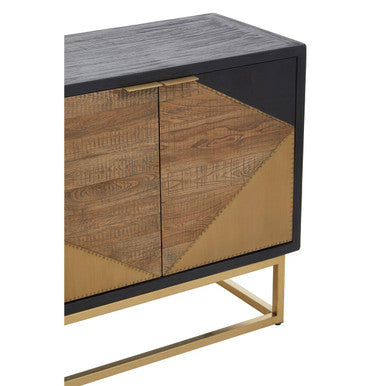 Siena Natural and Black Oak Wood 3 Door Sideboard