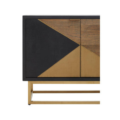 Siena Natural and Black Oak Wood 3 Door Sideboard