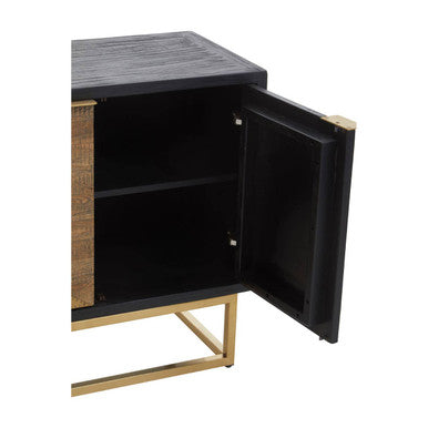 Siena Natural and Black Oak Wood 3 Door Sideboard