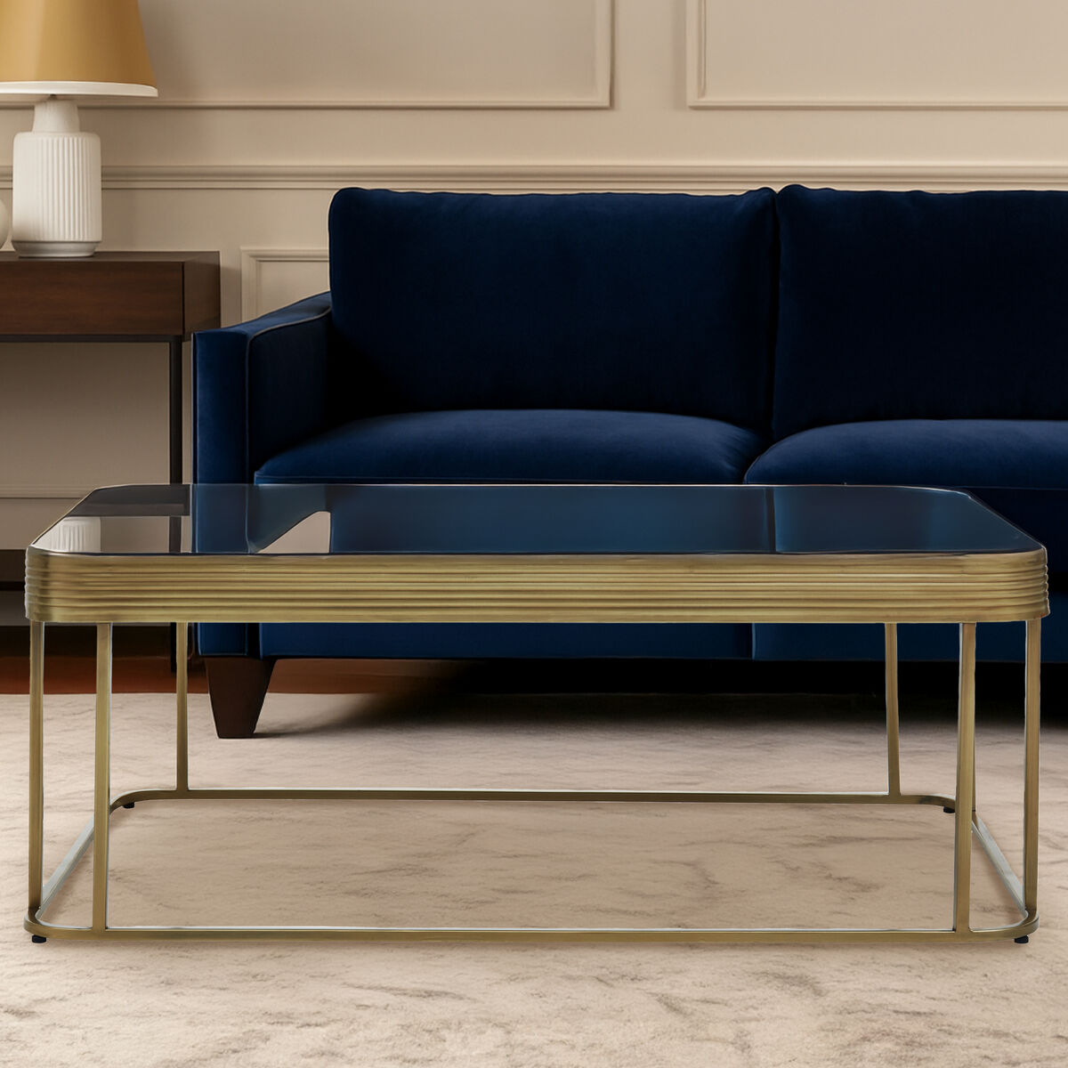 Ella Gold Finish Mirrored Top Coffee Table