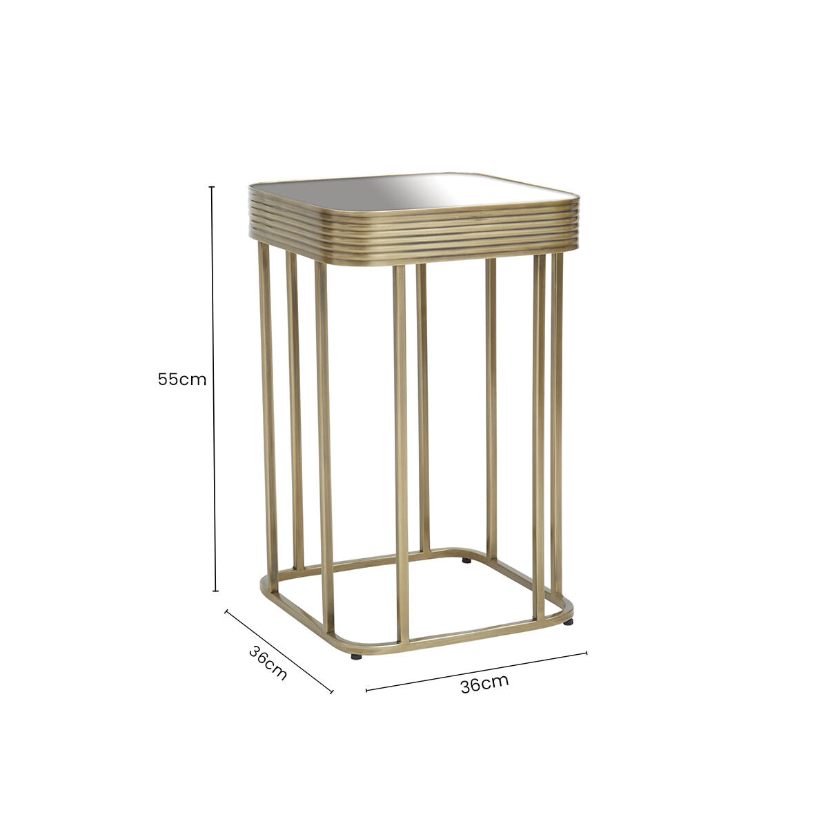 Ella Gold Finish Mirrored Top Side Table