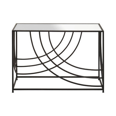Logan Mirrored Top and Black Finish Console Table