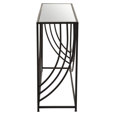 Logan Mirrored Top and Black Finish Console Table