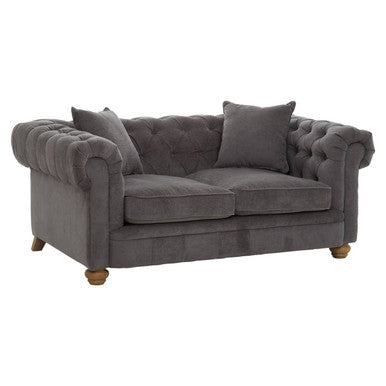 Spencer Grey Fabric Button Tufted 2 Seater Sofa