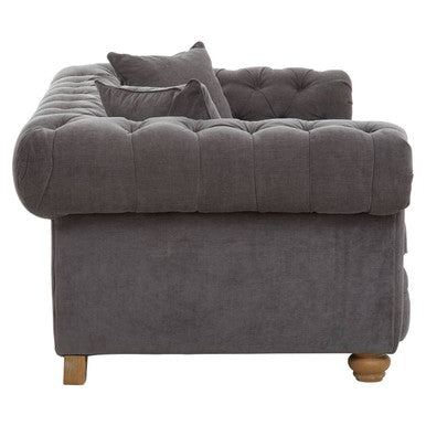 Spencer Grey Fabric Button Tufted 2 Seater Sofa