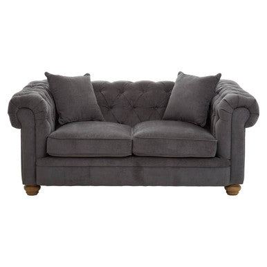 Spencer Grey Fabric Button Tufted 2 Seater Sofa