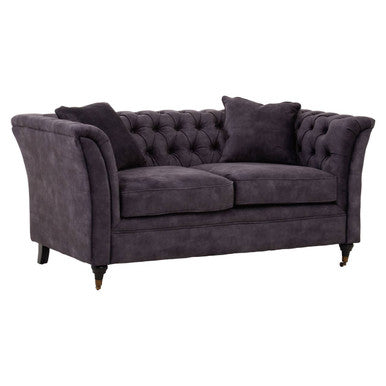 Sabrina Grey Velvet Fabric 2 Seater Sofa with Wheels