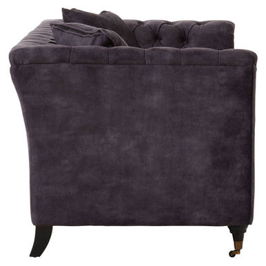 Sabrina Grey Velvet Fabric 2 Seater Sofa with Wheels