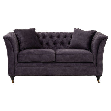 Sabrina Grey Velvet Fabric 2 Seater Sofa with Wheels
