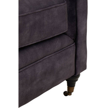 Sabrina Grey Velvet Fabric 2 Seater Sofa with Wheels
