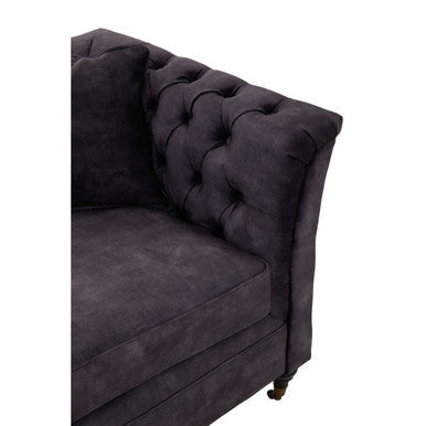 Sabrina Grey Velvet Fabric 2 Seater Sofa with Wheels