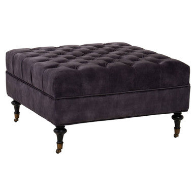 Sabrina Grey Velvet Ottoman with Wheels