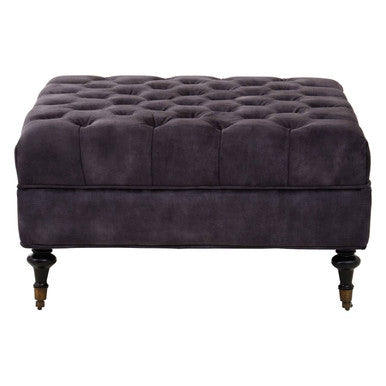 Sabrina Grey Velvet Ottoman with Wheels