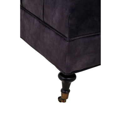 Sabrina Grey Velvet Ottoman with Wheels