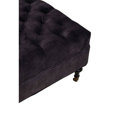 Sabrina Grey Velvet Ottoman with Wheels