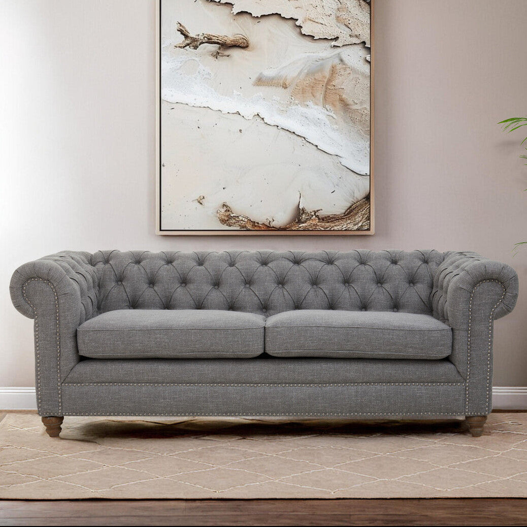3 Seater Grey Linen Sofa | Stella