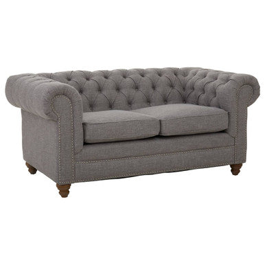 Stella Grey Linen 2 Seater Chesterfield Sofa
