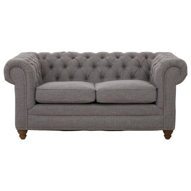 Stella Grey Linen 2 Seater Chesterfield Sofa
