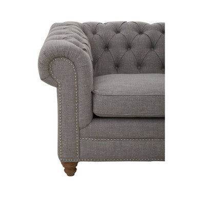 Stella Grey Linen 2 Seater Chesterfield Sofa