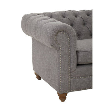 Stella Grey Linen 2 Seater Chesterfield Sofa
